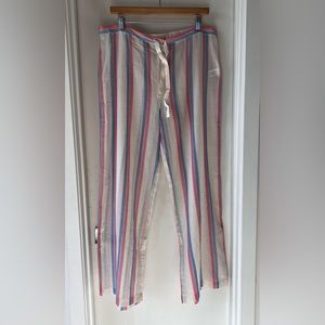 Solid & Striped Sheer Cotton Beach Pants White Resort Striped Small